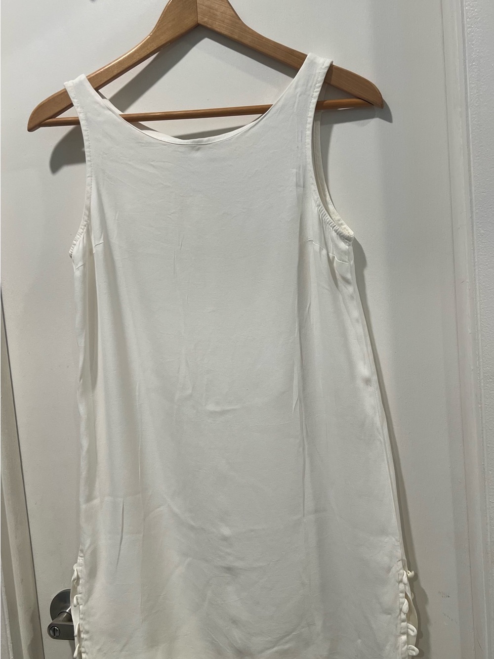 My Michelle Cream Sleeveless Shift Dress with Side Tassel